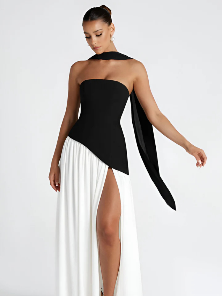 Madison Maxi Dress - Black and White